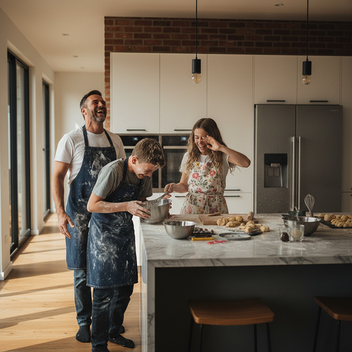 The Ellsworth family cooking together