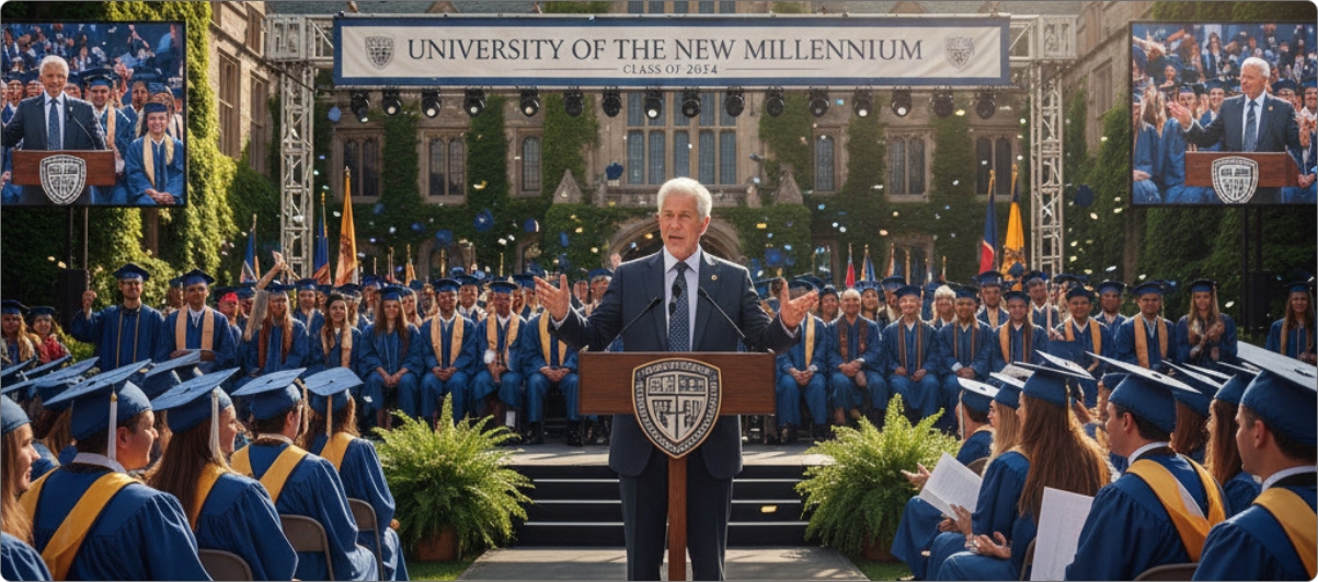 Richard Ellsworth delivering keynote address at Penn State Commencement, 2018